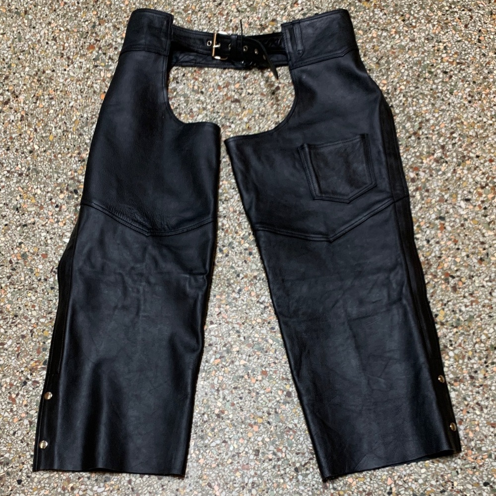 Hudson Black Leather Biker Chaps XXL